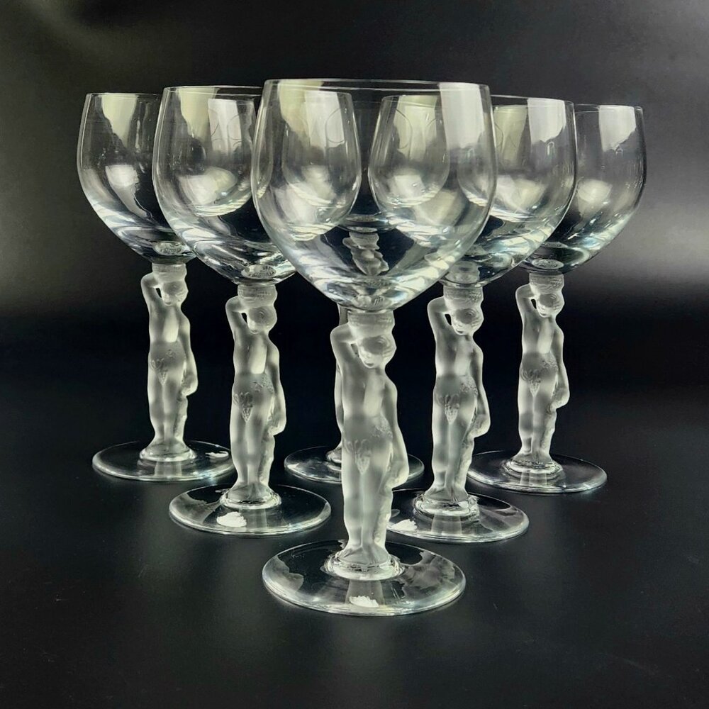 Vintage - Bacchante (Frosted Nude Stem) by Bayel - Wine Glasses - Set of 6